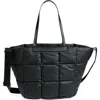 Veecollective Porter Basque Water Resistant Quilted Recycled Nylon Tote In Black