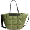 Veecollective Porter Basque Water Resistant Quilted Recycled Nylon Tote In Moss