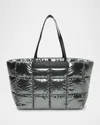 Veecollective Porter Marche Quilted Shiny Nylon Tote Bag In Grey