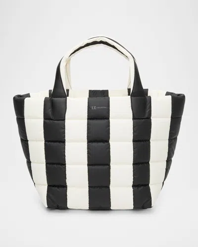 Veecollective Porter Medium Padded Marshmallow Stripe Tote Bag In Print