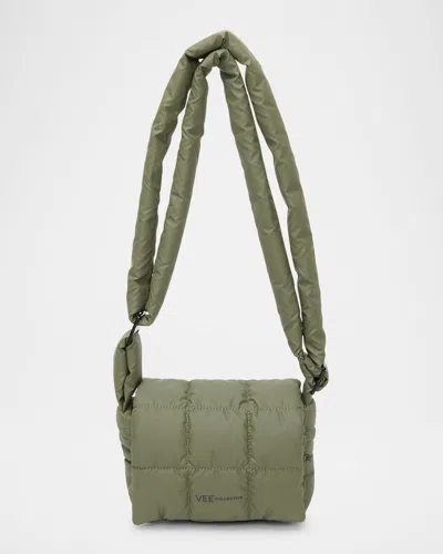 Veecollective Porter Mini Padded Nylon Messenger Bag In Green