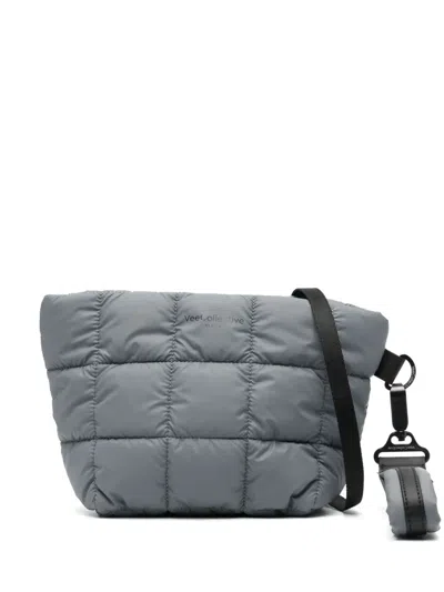Veecollective Porter Quilted Clutch Bag In Grey