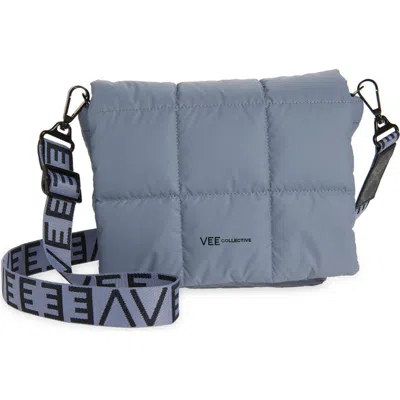Veecollective Porter Quilted Recycled Nylon Messenger Bag In Gray