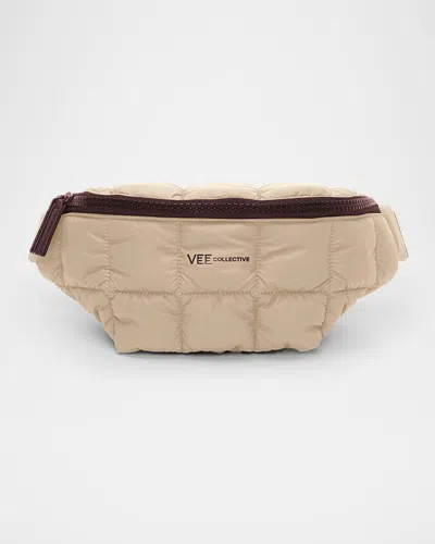 Veecollective Porter Sling Quilted Belt Bag In Beige Brown