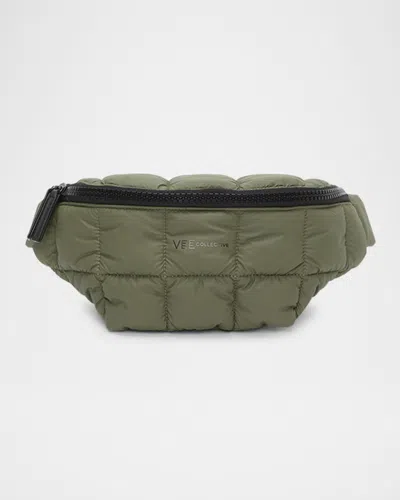 Veecollective Porter Sling Quilted Belt Bag In Green Black