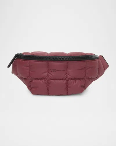 Veecollective Porter Sling Quilted Belt Bag In Red Black