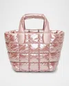 Veecollective Porter Small Metallic Quilted Tote Bag In Pink
