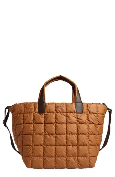 Veecollective Porter Water Repellent Quilted Weekend Bag In Cognac