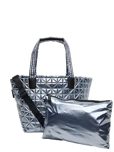 Veecollective Quilted Metallic Tote Bag In Blue