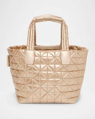 Veecollective Small Metallic Quilted Tote Bag In Gold