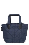 Veecollective Small Vee Water Resistant Quilted Recycled Nylon Tote In Midnight Blue
