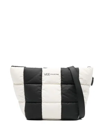 Veecollective Striped-pattern Clutch Bag In Black