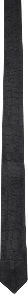 Veert Black Croco Leather Tie In Black