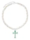 Veert Cross Freshwater Pearl-embellishment Necklace In White