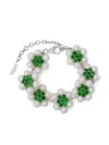 Veert Floral-bead Bracelet In Silver
