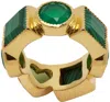 Veert Gold & Green 'the Shape' Ring In Yellow Gold