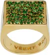 Veert Gold 'the Multi Green Square Signed Signet' Ring In Yellow Gold/green