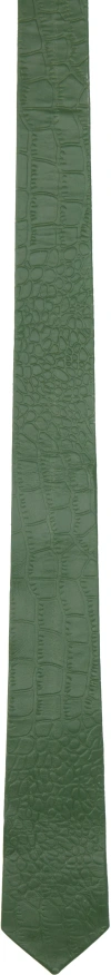 Veert Green Croco Leather Tie In Green