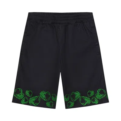Pre-owned Veert Heart Embroidered Shorts 'black/green'