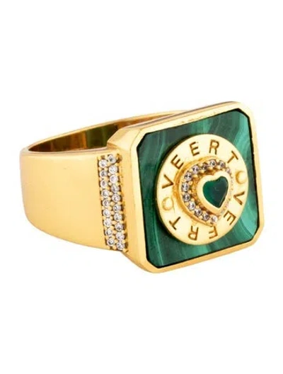 Pre-owned Veert Malachite, Dyed Chalcedony & Cz Signature Ring In Multi