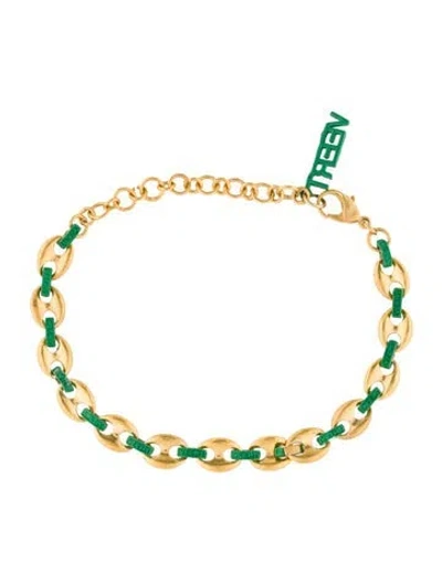 Pre-owned Veert Micro 3d Logo Bracelet, 9.5" In Green