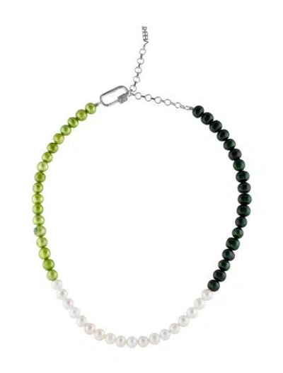 Pre-owned Veert Pearl & Dyed Mother Of Pearl Bead Strand Necklace, 19.75" In Multi