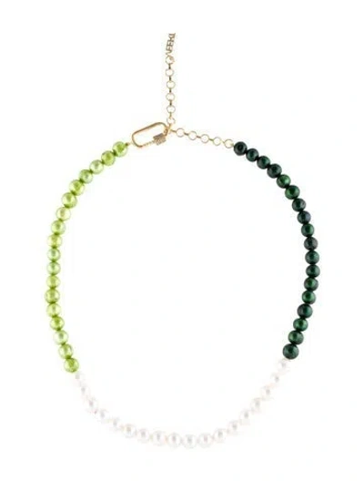 Pre-owned Veert Pearl & Dyed Mother Of Pearl Bead Strand Necklace, 20" In Multi