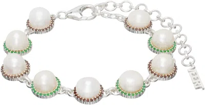 Veert Silver 'the Royal' Bracelet In White Gold/pearl