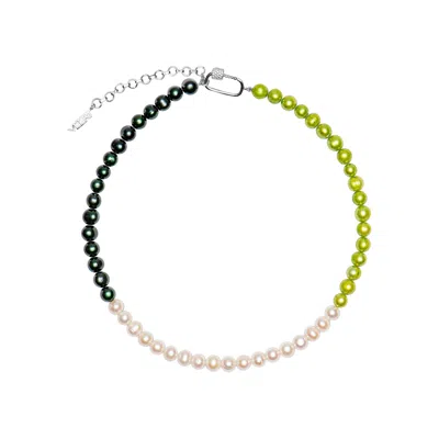 Pre-owned Veert The Chunk Multi Green Freshwater Pearl Necklace 'white Gold' | Men's Size Onesize