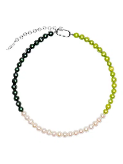 Veert Three-tone Embellished Necklace In Green