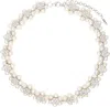 Veert White Gold 'the 114 Pearl Clear Flower' Necklace In White Gold
