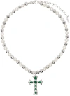 VEERT WHITE GOLD 'THE GREEN CROSS FRESHWATER PEARL' NECKLACE