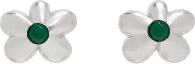 Veert White Gold 'the Green Flower' Earrings