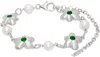 Veert White Gold 'the Green Pearl Flower' Bracelet In White Gold