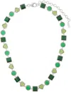 Veert White Gold 'the Green Shape' Necklace In White Gold/green