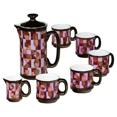 Pre-owned Vega Vintage Modern  Pottery Coffee Service Set Made In Ecuador By Eduardo  In Black