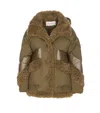 Vegancode Faux-fur Detail Padded Coat In Green