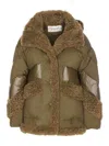 Vegancode Faux-fur Detail Padded Coat In Green