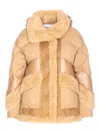 Vegancode Quilted Faux-fur Trim Coat In Neutral