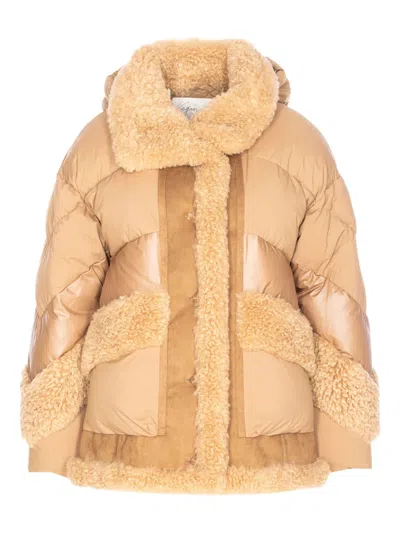 VEGANCODE QUILTED FAUX-FUR TRIM COAT