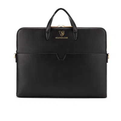 Veganologie Black Saturn Laptop Bag In Onyx For Upto Thirteen Inches