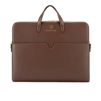 Veganologie Brown Saturn Laptop Bag In Chocolate For Upto Thirteen Inches