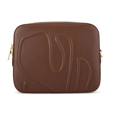 Veganologie Women's Brown Maze Crossbody Bag In Chocolate With Gold Hardware