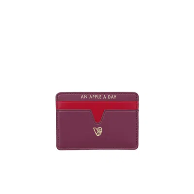 Veganologie Women's Red Cider Apple Leather Cardholder In Syrah
