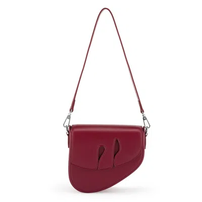 Veganologie Women's Red Pebble Shoulder Sling Bag In Vegan Bamboo Leather In Raspberry Colour
