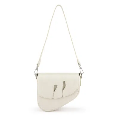 Veganologie Women's White Pebble Shoulder Bag In Pearl