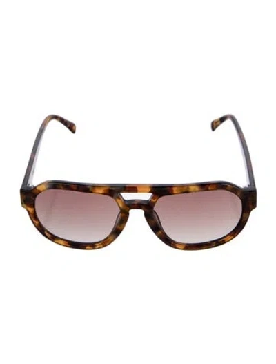 Pre-owned Vehla Round Gradient Sunglasses In Brown