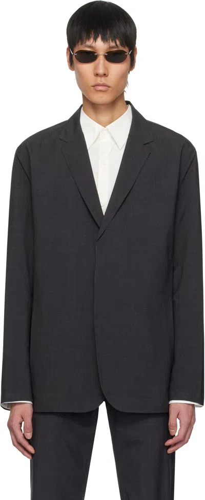Veilance Black Convex Wool Blazer In Black Heather