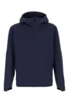 Veilance Hooded Long Sleeve Nylon Windbreaker In Blue
