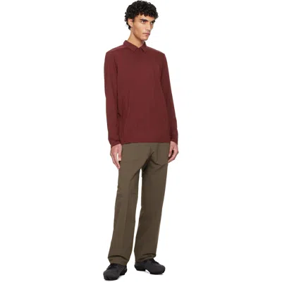 Veilance Burgundy Frame Long-sleeved Polo Shirt In Red